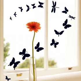 Butterfly and Dragonfly Wall Decals - Vinyl Art Decal 